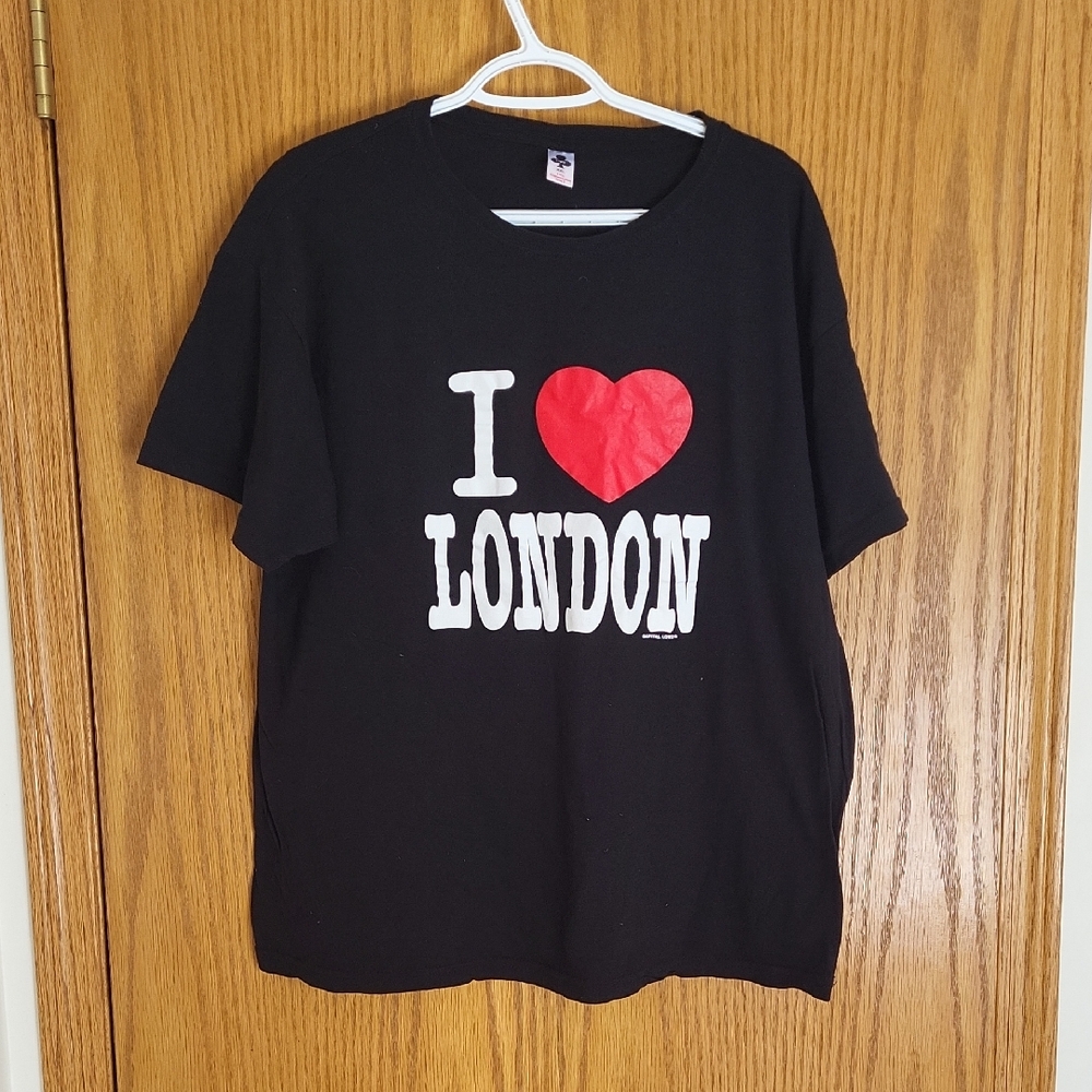 I Heart London Black Graphic Tee with Red Heart